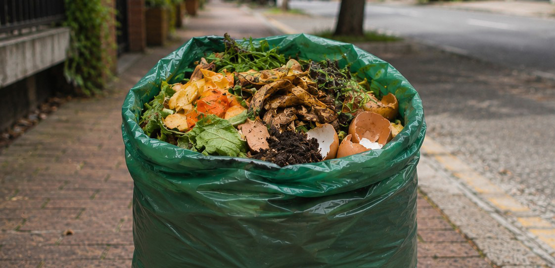 Bolsa verde para residuos orgánicos en Bogotá